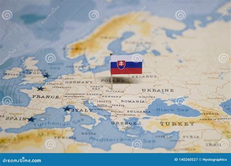 The Flag of Slovakia in the World Map Stock Image - Image of nations ...