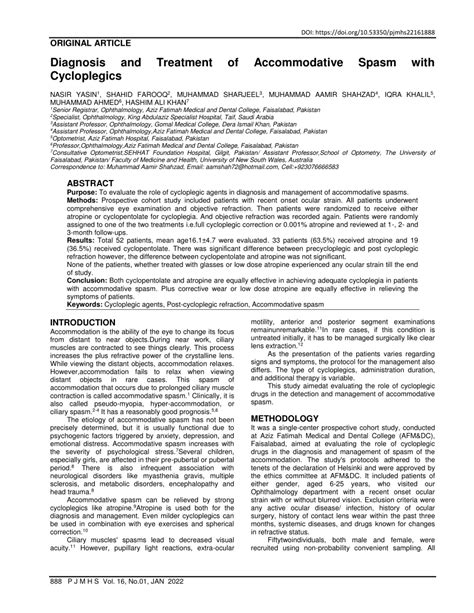 (PDF) Diagnosis and Treatment of Accommodative Spasm with Cycloplegics