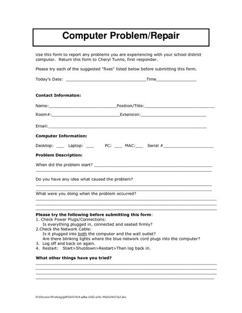 Computer Maintenance Report Template (1) - TEMPLATES EXAMPLE ...