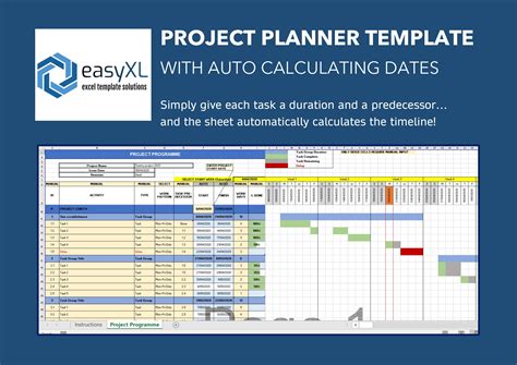 Excel Project Planner / Project Timeline Template / Project Tracker ...