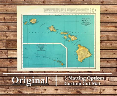 Vintage HAWAII MAP of Hawaiian Islands Wall Art Decor - Etsy