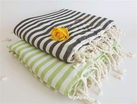 SALE Set of 2 Turkish Bath Towel: Peshtemal, Light and Thin Bath, Beach, Spa Towel, Black and ...