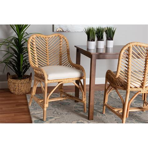 Baxton Studio Arween Modern Bohemian Natural Brown Rattan Dining Chair - Walmart.com