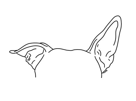 Custom Pet Ear Outline Drawing, Dog Ear Drawing, Cat Ear Drawing, Pet Ear Tattoo Design Art ...