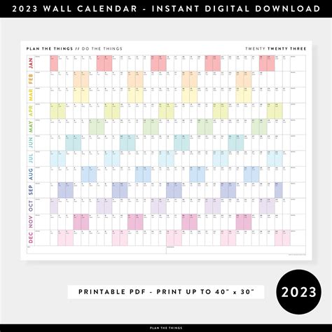 PRINTABLE 2023 Wall Calendar Digital PDF Instant Download - Etsy Österreich