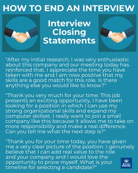 Strong sample interview closing statements. How to end an interview. #interviews Business ...