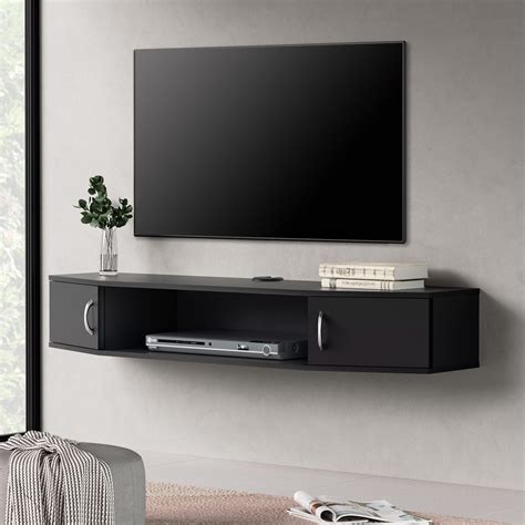 FITUEYES Floating TV Stand Wall Mounted TV Shelf with Door Wood Media ...