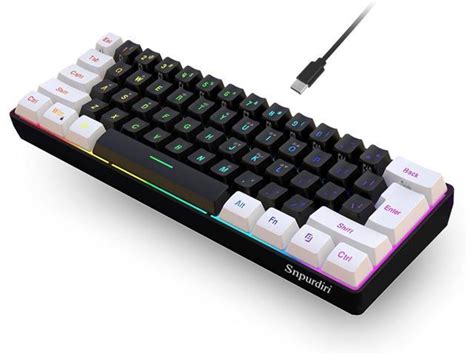 SNPURDIRI 60% Wired Gaming Keyboard, Small RGB Backlit Membrane Gaming ...