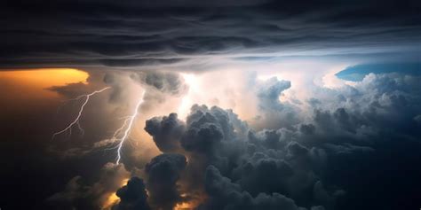 Premium AI Image | A lightning storm is seen above the clouds.