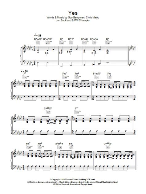 Yes (Piano, Vocal & Guitar Chords) - Print Sheet Music Now