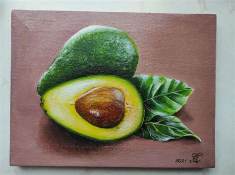 Avocado painting Original Acrylic Artwork on canvas | Etsy