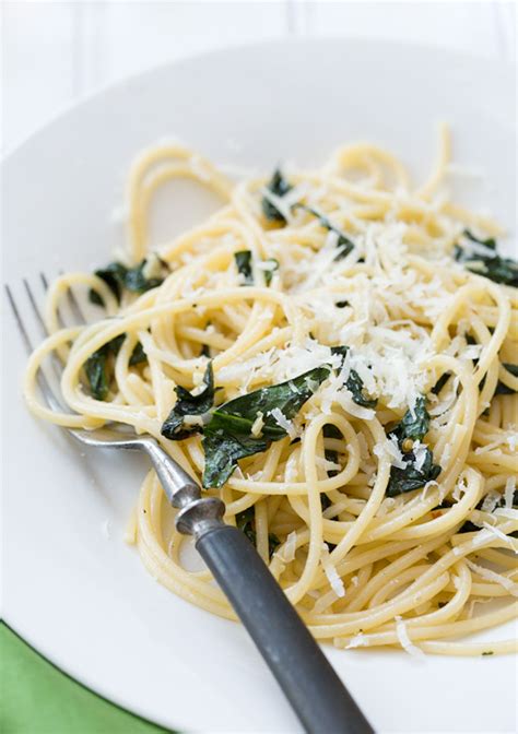 Spinach and Garlic Spaghetti with Pecorino | Love and Olive Oil