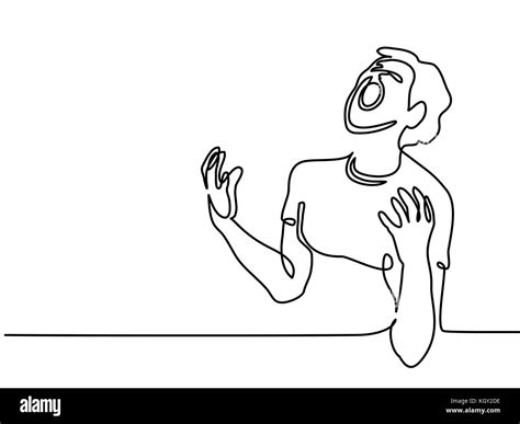 Continuous line drawing. Man screaming at the sky. Vector illustration Stock Vector Image & Art ...