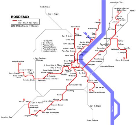 Bordeaux Tram Map for Free Download | Map of Bordeaux Tramway Network