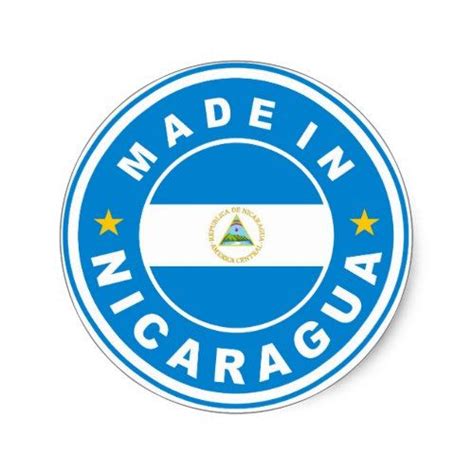 made in nicaragua country flag product label round | Zazzle.com ...