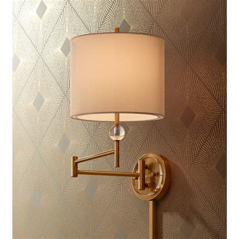 Kohle Brass and Acrylic Ball Swing Arm Plug-In Wall Lamp with Cord Cover - #1F058 | Lamps Plus