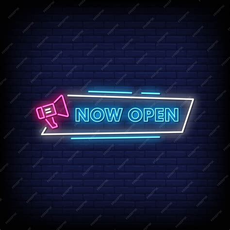 Premium Vector | Now Open neon signs vector. Now Open Design template neon sign