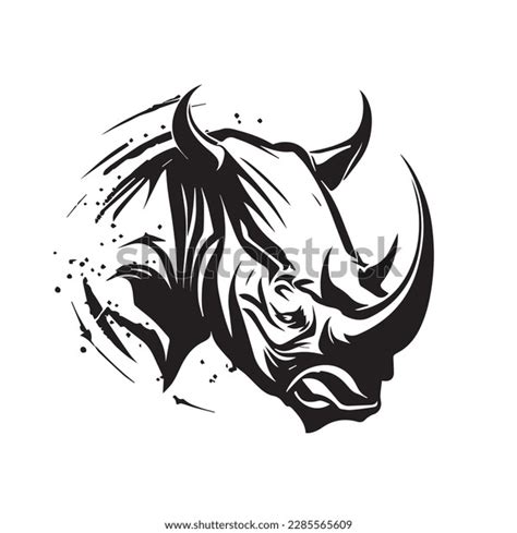 Angry Face Mascot Rhino Black White Stock Vector (Royalty Free ...