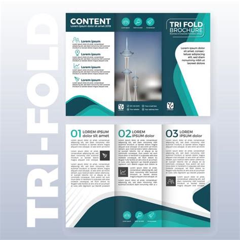 Business tri-fold brochure template design with Turquoise color 216516 Vector Art at Vecteezy