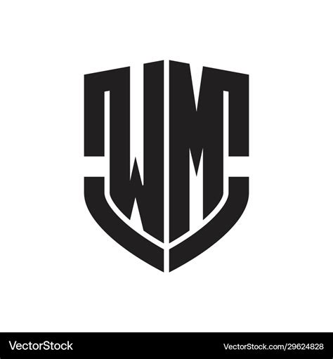 Wm logo monogram with emblem shield shape design Vector Image