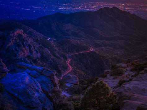 Mountains Road Night Backlight Aerial View 4k Wallpaper | TOPpng