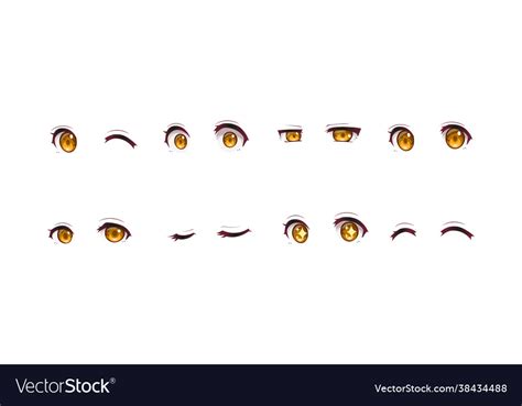 Anime manga girl expressions eyes set japanese Vector Image