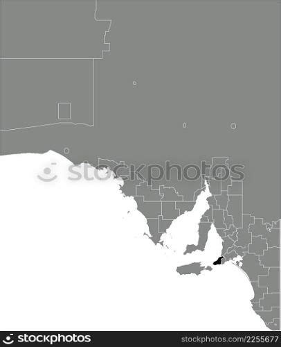 Black flat blank highlighted location map of the DISTRICT COUNCIL OF YANKALILLA AREA inside gray ...