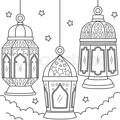 Ramadan Lantern Coloring Page for Kids | Stock vector | Colourbox