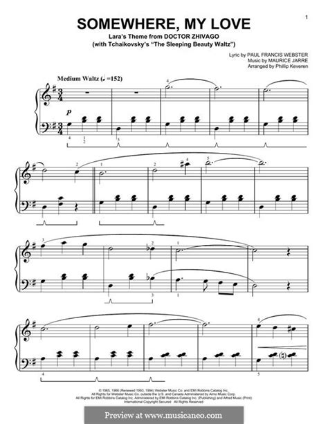 Somewhere My Love (Lara's Theme) by M. Jarre - sheet music on MusicaNeo