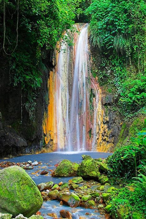 Diamond Falls St Lucia Caribbean - PlayBull.Com | St lucia, Waterfall, Places to visit