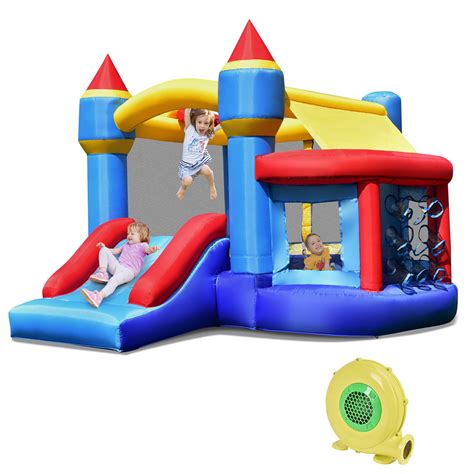 Costway Inflatable Bounce House Castle Slide Bouncer Shooting Net ...