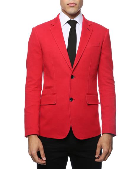 Daytona Red Stretch Slim Fit Blazer | Slim fit blazers, Red suit jacket mens, Red blazer outfit men