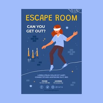 Premium Vector | Hand drawn escape room poster template