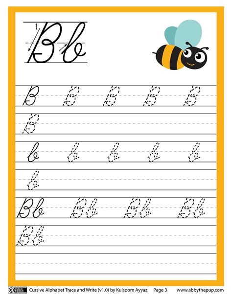 Cursive Alphabet Trace and Write Letter B | Free Printable Puzzle Games