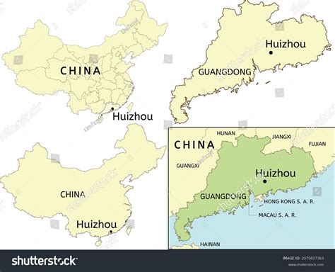 Huizhou City Location On Map China Stock Vector (Royalty Free ...