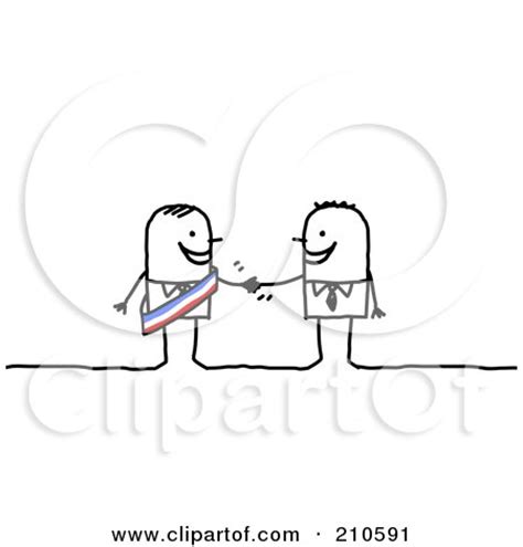 Royalty-Free (RF) Clipart Illustration of a Stick Person Business Man Shaking Hands With A ...