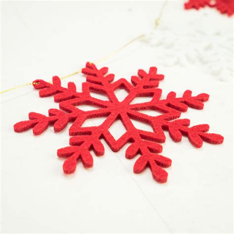 42.5" Red & White Glitter Flat Snowflake Shaped Christmas Garland | Christmas Central