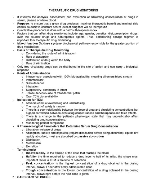 Therapeutic DRUG Monitoring - THERAPEUTIC DRUG MONITORING It involves ...