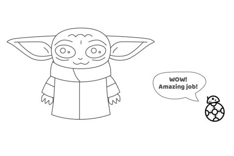 Easy Step-by-Step How to Draw Baby Yoda Tutorial You Can Print | Kids Activities Blog