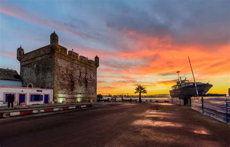 Beautiful Sunrise in Essaouira Port. Essaouira Cityscape at Night ...