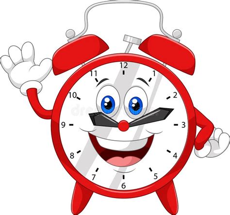 Cartoon clock waving hand stock vector. Illustration of bell - 50839668