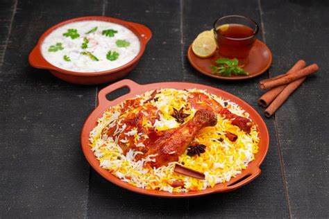 Chicken Mandi Biryani_ Arabian Food_black Background Stock Photo ...