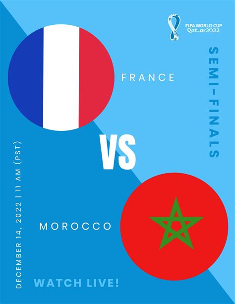 World Cup 2022 Semi-Finals France Vs Morocco Flyer in Illustrator, JPG, Word, Pages, PSD ...