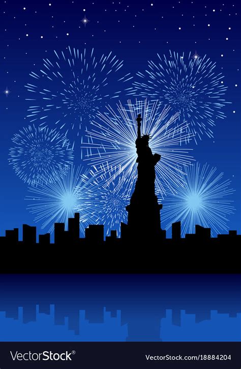 New york city with fireworks Royalty Free Vector Image