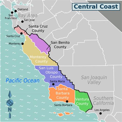 Exploring Central Coast California With A Detailed Map - World Map ...