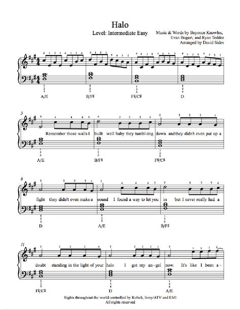 Halo by Beyoncé Knowles Piano Sheet Music | Intermediate Level | Piano ...