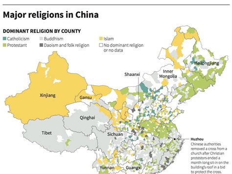 Map showing religions in China - Business Insider