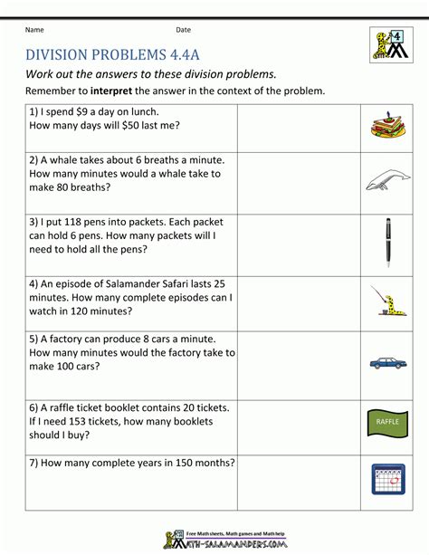 Division And Multiplication Worksheets Year 4