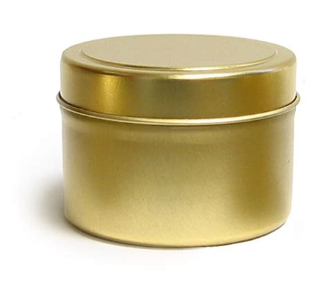 SKS Bottle & Packaging - 4 oz Gold Metal Tins, Gold Metal Tins w ...