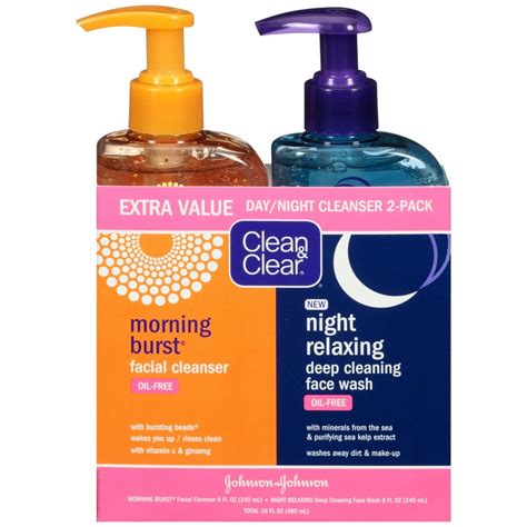 Clean & Clear 2-Pack Day & Night Face Wash, Oil-Free & Hypoallergenic - Walmart.com - Walmart.com